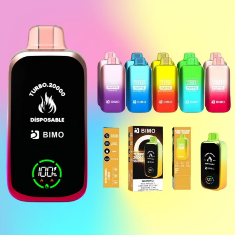 Bimo Turbo 20000 Puffs No Nic Salt Disposable Vapes With Digital Screen - Toto Vape